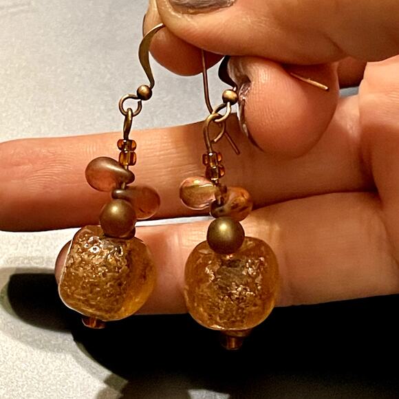 3 for $15 Clearance Copper Boho Beaded Glass Drop Earrings - Picture 6 of 7